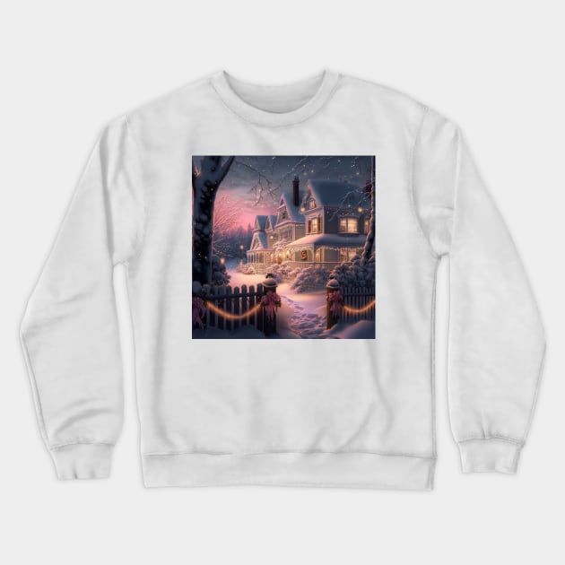 Christmas Town with Ribbons Crewneck Sweatshirt by AICreateWorlds